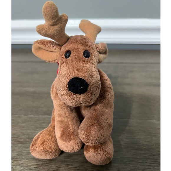 Hallmark Plush Reindeer Stuffed Animal Brown Scarf Kids Christmas Holiday Toy - Picture 1 of 5